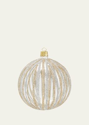 Glitter Striped Christmas Ball Ornament