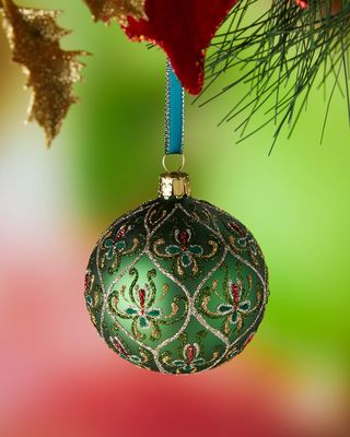 Glittery Matte Green Christmas Ornament