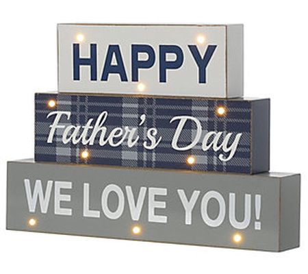 Glitzhome 12" LED Lighted Happy Father's Day Bl ck Sign