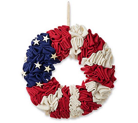 Glitzhome 18" Stars & Stripes Forever Patriotic America Wreath