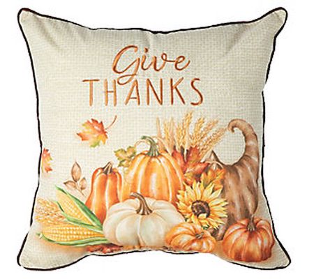 Glitzhome 18" Thanksgiving Embroidered Pillow