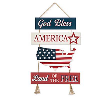 Glitzhome 20" Patriotic Red White Blue American Door Hanging