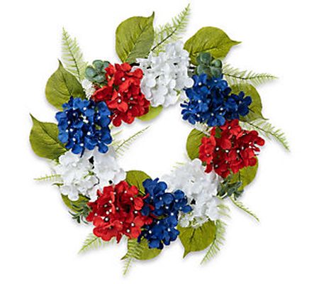 Glitzhome 22'' USA Patriotic America Hydrangea reath