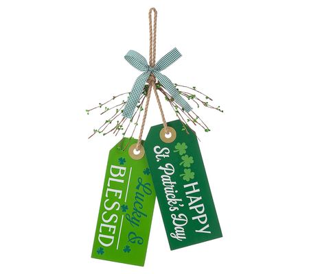 Glitzhome 24" St. Patricks Lucky Hanging Doorkn b or Wall Tags