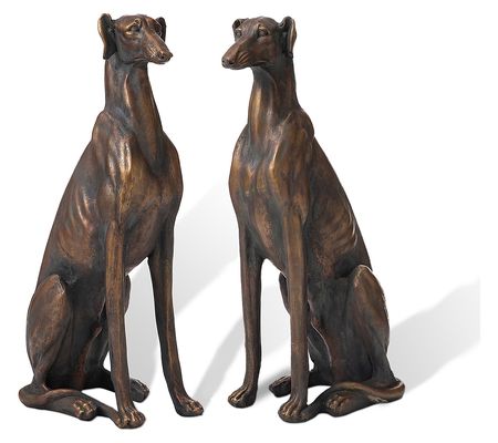 Glitzhome 30 Sitting Greyhound Garden StatuesS/2