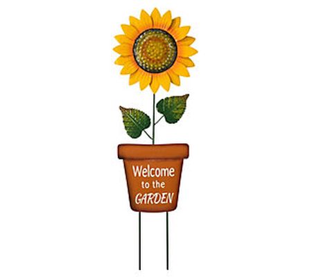 Glitzhome 36'' WELCOME TO THE GARDEN Sunflower dstake