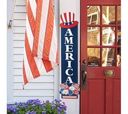 Glitzhome 42" Patriotic Americana Wooden AMERIC A Porch Sign