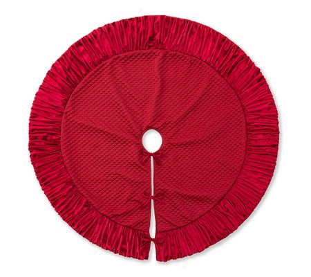 Glitzhome 48'D Deluxe Velvet Ruffled ChristmasTree Skirt