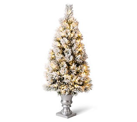 Glitzhome 4ft Mixed Fluffy Pine Lighted Christm as Porch Tree