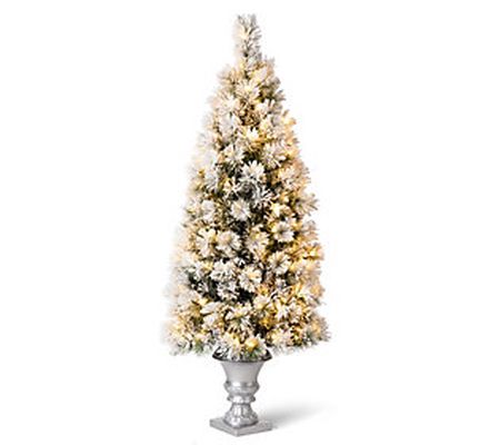 Glitzhome 5ft Mixed Fluffy Pine Lighted Christm as Porch Tree