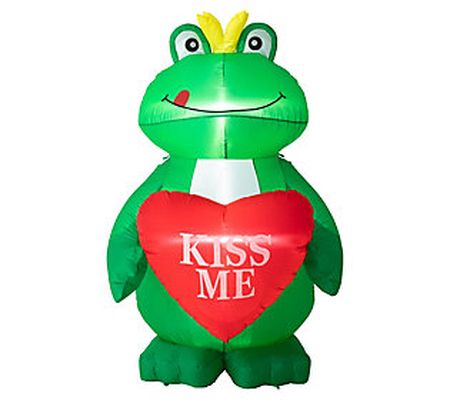 Glitzhome 6' Kiss Me LED Lighted Valentine's In flatable Frog