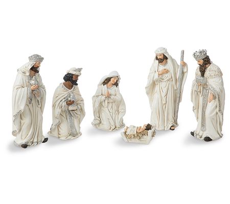 Glitzhome 6pc Ivory Resin Nativity Figurine