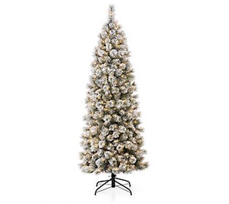 Glitzhome 7.5ft Pencil Pine LED Lighted Faux Ch ristmas Tree