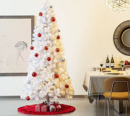 Glitzhome 72D Oversized Velvet Ruffled Christmas Tree Skirt