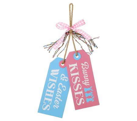 Glitzhome BUNNY KISSES and EASTER WISHES Doorkn b Hanging Tags