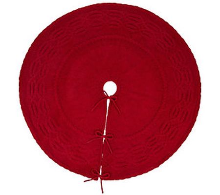 Glitzhome Cable Knit Knitted And Festive Christ mas Tree Skirt