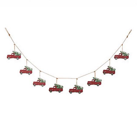 Glitzhome Christmas Metal Truck W/ Tree Hanging Garland