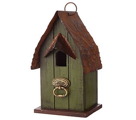 Glitzhome Cottage Style W Faux Knocker Lawn Gar den Bird House