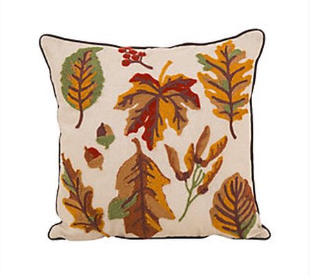 Glitzhome Fall Embroidered Leaves Decorative Pi llow Cover