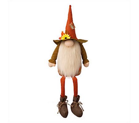 Glitzhome Fall Fabric Gnome Shelf Sitter Decor W/ Hat & Beard