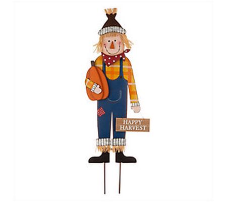 Glitzhome Fall Metal Scarecrow Yard Standing or Hanging Sign