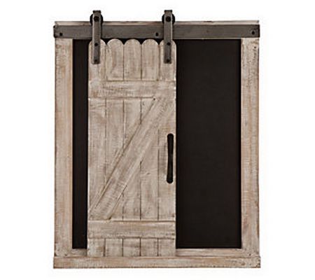 Glitzhome Farmhouse Faux Chalkboard Barn Door W all Decor