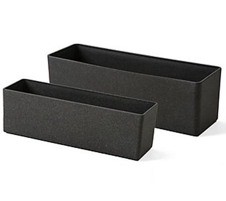 Glitzhome Faux Marble Rectangle Planters Set of 2