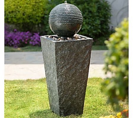 Glitzhome Floating Sphere Pedestal Fountain W P ump & LED Light