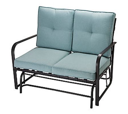 Glitzhome Indoor Outdoor Patio Loveseat Glider ouble Chair