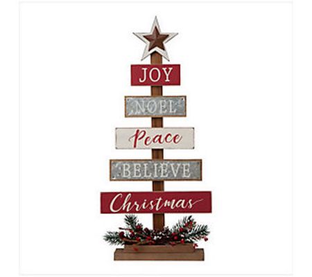 Glitzhome Inspirational Wooden Christmas Tree T able Top Decor