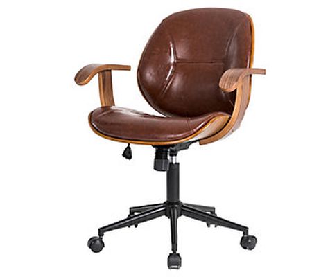 Glitzhome Leatherette Adjustable Height and Swi el Desk Chair