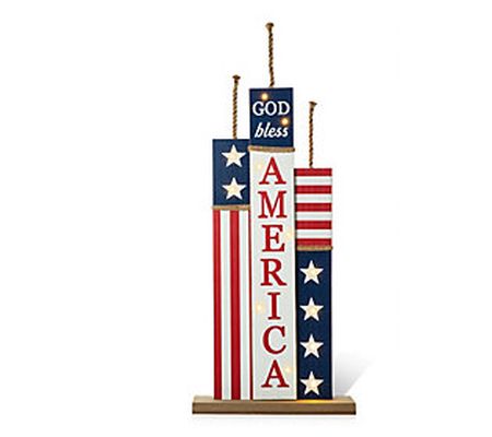 Glitzhome LED Lighted Patriotic Faux Firecracke r Porch Decor