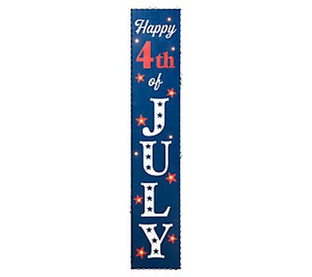 Glitzhome LED Lighted USA Patriotic Happy July th Porch Sign