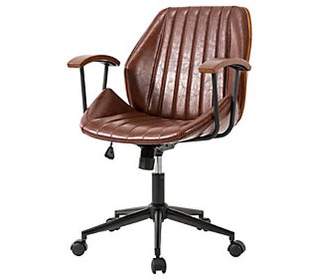 Glitzhome Lumbar Support Leatherette Adjustable Office Chair