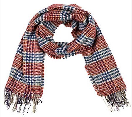 Glitzhome Mad for Plaid Scarf with Fringe