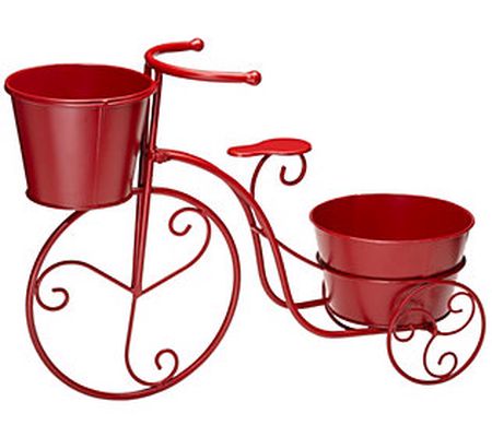 Glitzhome Metal Red Bicycle Plant Stand