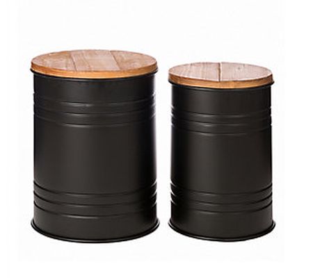 Glitzhome Metal Storage Tables or Stools Set of 2