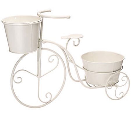 Glitzhome Metal White Bicycle Plant Stand