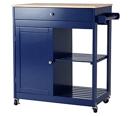 Glitzhome Moveable Wood Kitchen Island on Caste rs