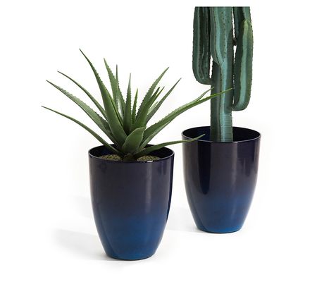 Glitzhome Oversized Faux Ceramic Tall Bowl Pot Planters S/2