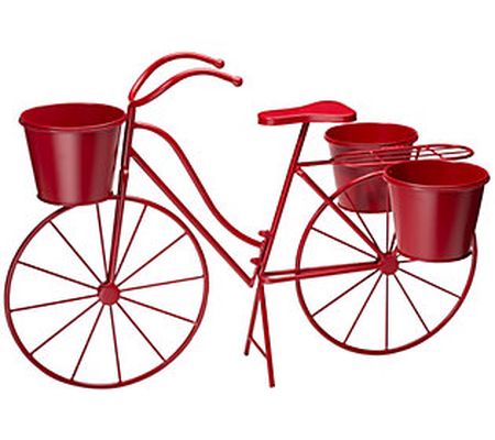 Glitzhome Oversized Metal Red Bicycle Plant Sta nd