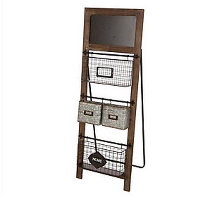 Glitzhome Rustic Metal and Wooden Easel Standin g Magazine Rack