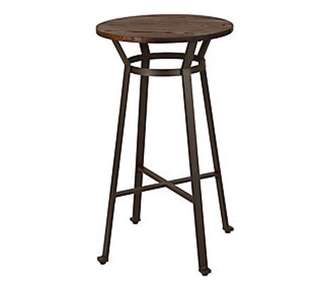 Glitzhome Rustic Steel Bar Table with Elm Wood ound Top