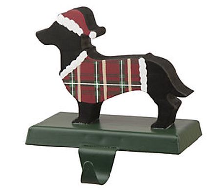 Glitzhome Santa Hat Dachshund Christmas Mantle Stocking Holder