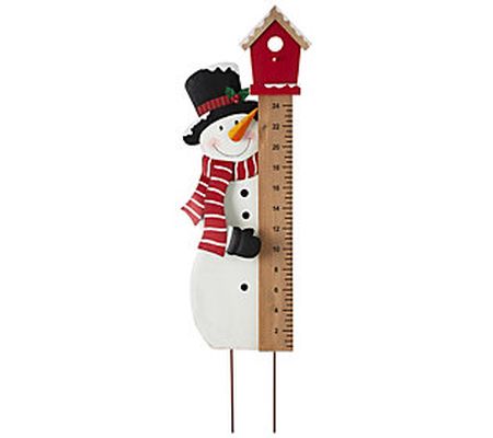 Glitzhome Snowman Snow Measuring Gauge Yard Sta ke