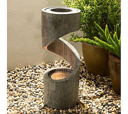 Glitzhome Spiriling Fountain Planter with Pump nd LED Light