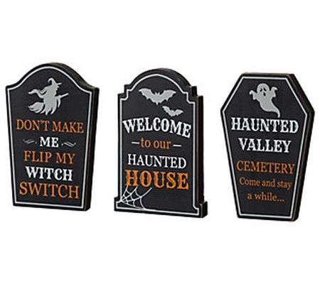 Glitzhome Spooky Halloween Graveyard Tombstones S/3