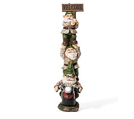 Glitzhome Stacked High Motorcycle Riding Gnomes Garden Statue