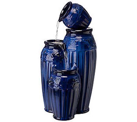 Glitzhome Stacking and Spilling Urn LED Water F ountain
