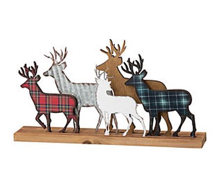 Glitzhome The Christmas Reindeer Are Coming Tab le Top Decor